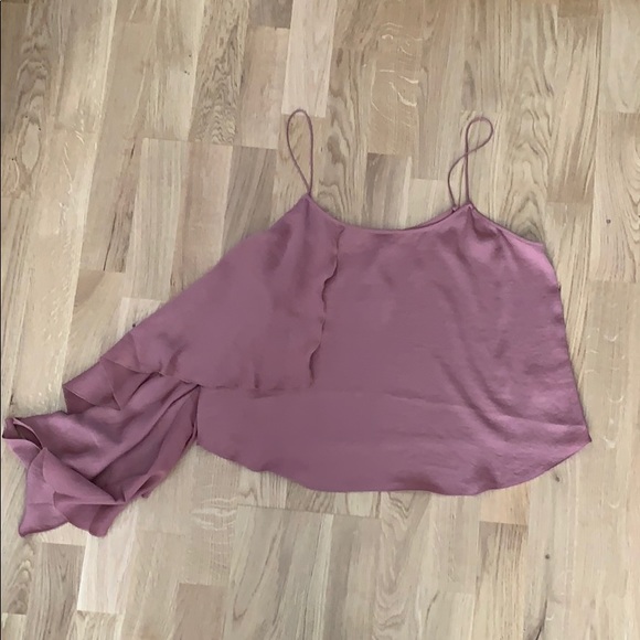 Express Asymmetrical Ruffle Silk Top - Picture 3 of 7